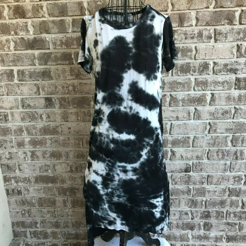 Caution to the Wind Dress Small Black White Tie Dye Hi Low Hemline Boho …